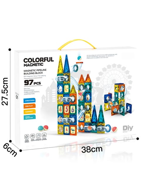 The Magnetic Building Set - 97 Pieces is a versatile and educational toy designed to inspire creativity and enhance learning in children