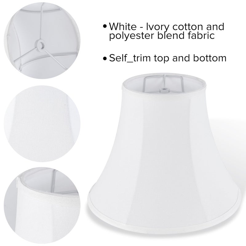 JERHOUS White - Ivory Bell Lamp Shades Set of 2 Medium Lamp Shade 6.7``Top x 13``Bottom x 10``High(Spider) Traditional Lampshade for Table Lamp & Bedside Lamp - Replacement Lampshade By JERHOUS - Image 2