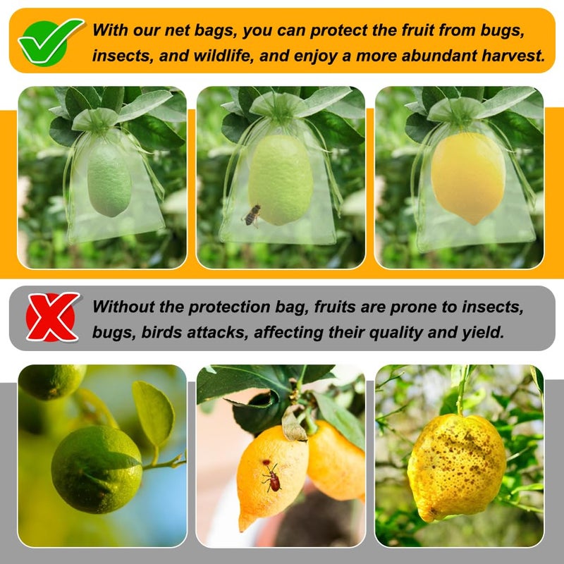 Shintop 100Pcs Fruit Protection Bags, 4x6 Inch Green Strawberry Netting Cover Drawstring Mesh Bags Pest Barrier for Blueberry Small Fruit - Image 2