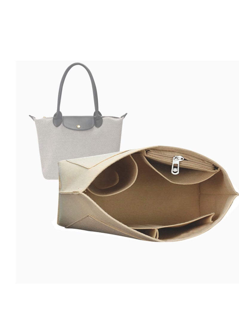 Excefore Folding Tote Bag organizer insert, Felt Organizer Insert, Handbags Base Shaper, for Insert Wallet Organizer, Small, Beige - Image 1