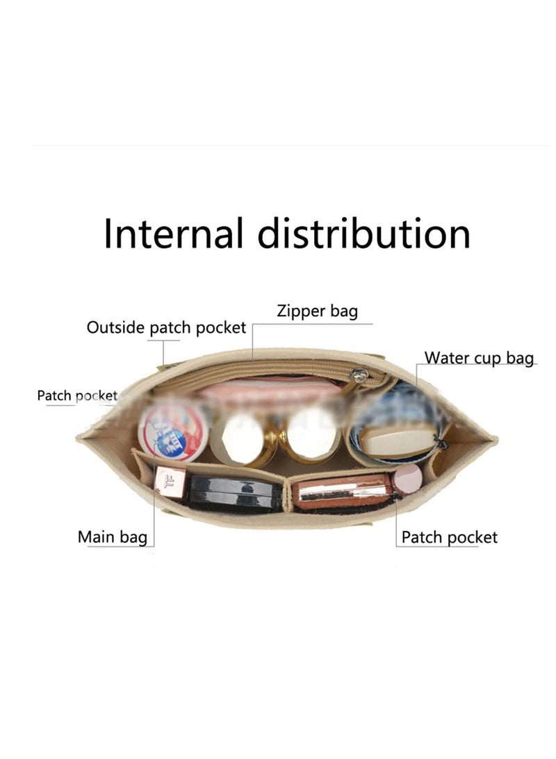 Excefore Folding Tote Bag organizer insert, Felt Organizer Insert, Handbags Base Shaper, for Insert Wallet Organizer, Small, Beige - Image 2