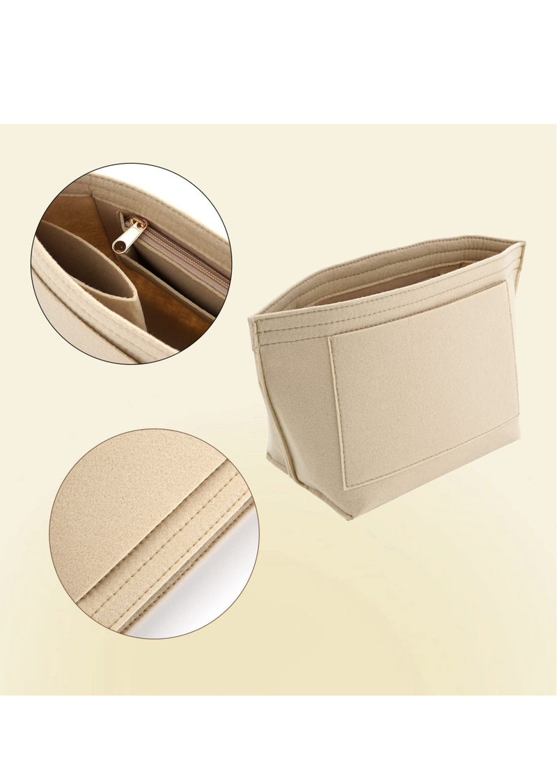 Excefore Folding Tote Bag organizer insert, Felt Organizer Insert, Handbags Base Shaper, for Insert Wallet Organizer, Small, Beige - Image 5
