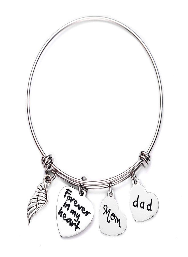 LParkin Sympathy Gift For Loss of Mother Father Bracelets Forever in My Heart Bereavement Gifts Angels Wind In Memory of Loved Mom Dad Bangle Bracelet For Daughter Memorial Presents - Image 1