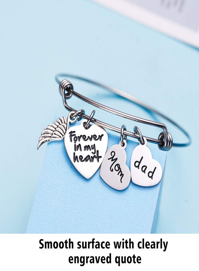 LParkin Sympathy Gift For Loss of Mother Father Bracelets Forever in My Heart Bereavement Gifts Angels Wind In Memory of Loved Mom Dad Bangle Bracelet For Daughter Memorial Presents - Image 5