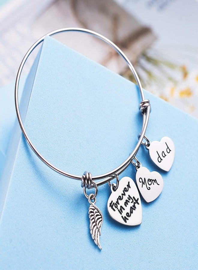 LParkin Sympathy Gift For Loss of Mother Father Bracelets Forever in My Heart Bereavement Gifts Angels Wind In Memory of Loved Mom Dad Bangle Bracelet For Daughter Memorial Presents - Image 3