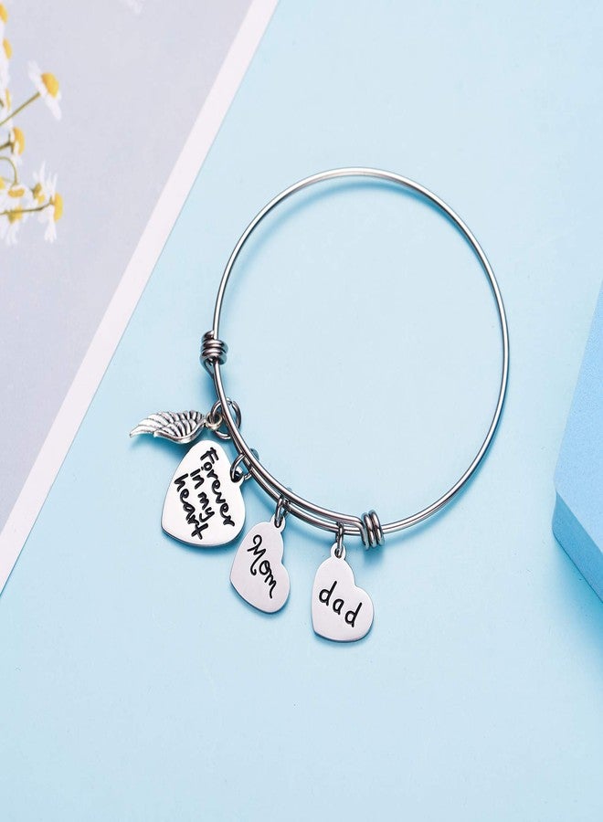 LParkin Sympathy Gift For Loss of Mother Father Bracelets Forever in My Heart Bereavement Gifts Angels Wind In Memory of Loved Mom Dad Bangle Bracelet For Daughter Memorial Presents - Image 4