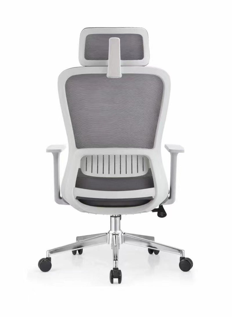 MAF furniture MAf Ergonomic Office Chair, High-Back Mesh with Headrest, Adjustable Lumbar Support, MAF-3353 White/Grey/Blue - Image 2