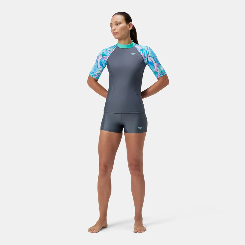 speedo Blue Women's Printed Swimming Rashguard for Women | Best Price UAE
