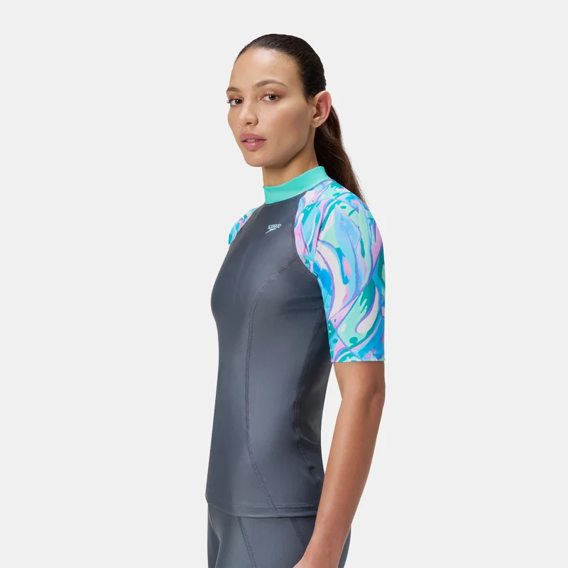 speedo Blue Women's Printed Swimming Rashguard for Women | Best Price UAE
