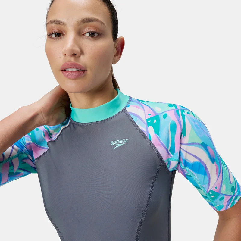 speedo Blue Women's Printed Swimming Rashguard for Women | Best Price UAE
