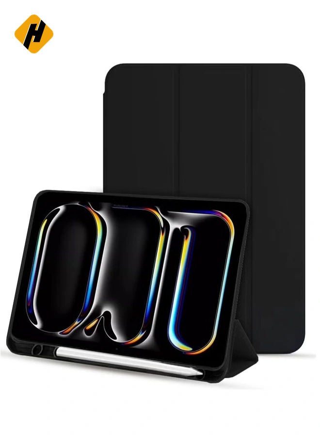 iPad Pro 11 Inch Case M4 (2024 5th Generation) with Pencil Holder Trifold Stand Smart Case with Soft TPU Back, Auto Wake/Sleep