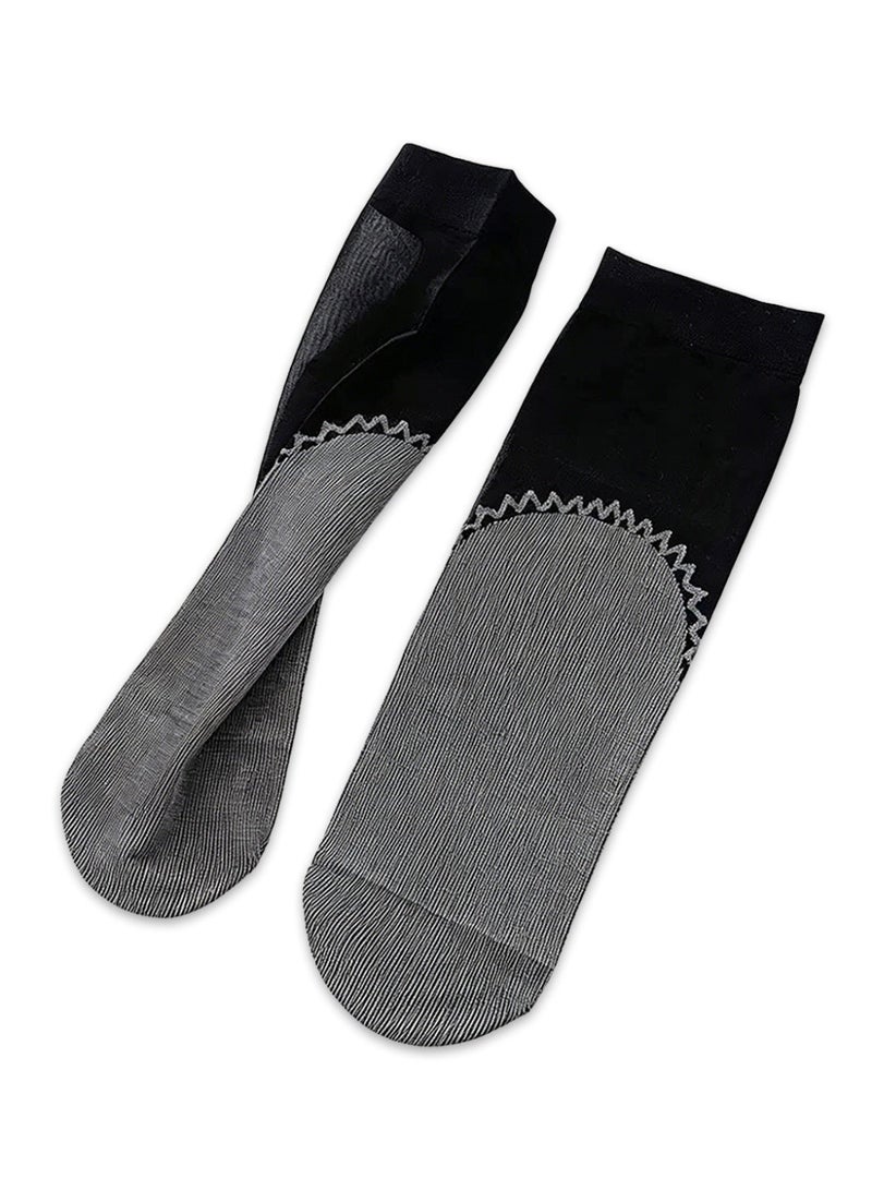 DEYVI 8 Pairs Spring/Summer Thin Core-Spun Cotton-Soled Steel Wire Stockings for Women, Anti-Snag, Cotton Lining Sweat-Absorbent Breathable Short Stockings - Image 1