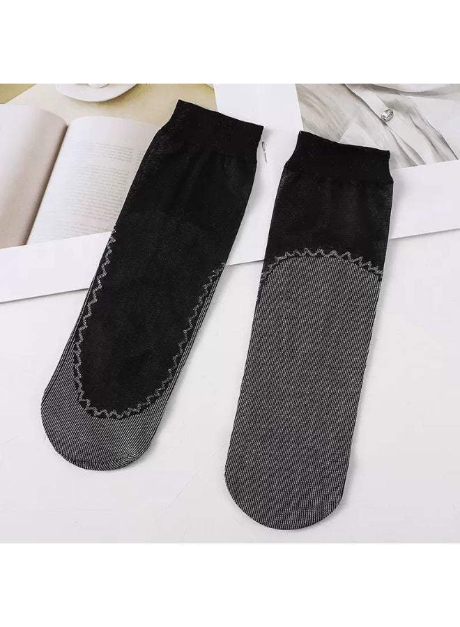 DEYVI 8 Pairs Spring/Summer Thin Core-Spun Cotton-Soled Steel Wire Stockings for Women, Anti-Snag, Cotton Lining Sweat-Absorbent Breathable Short Stockings - Image 3
