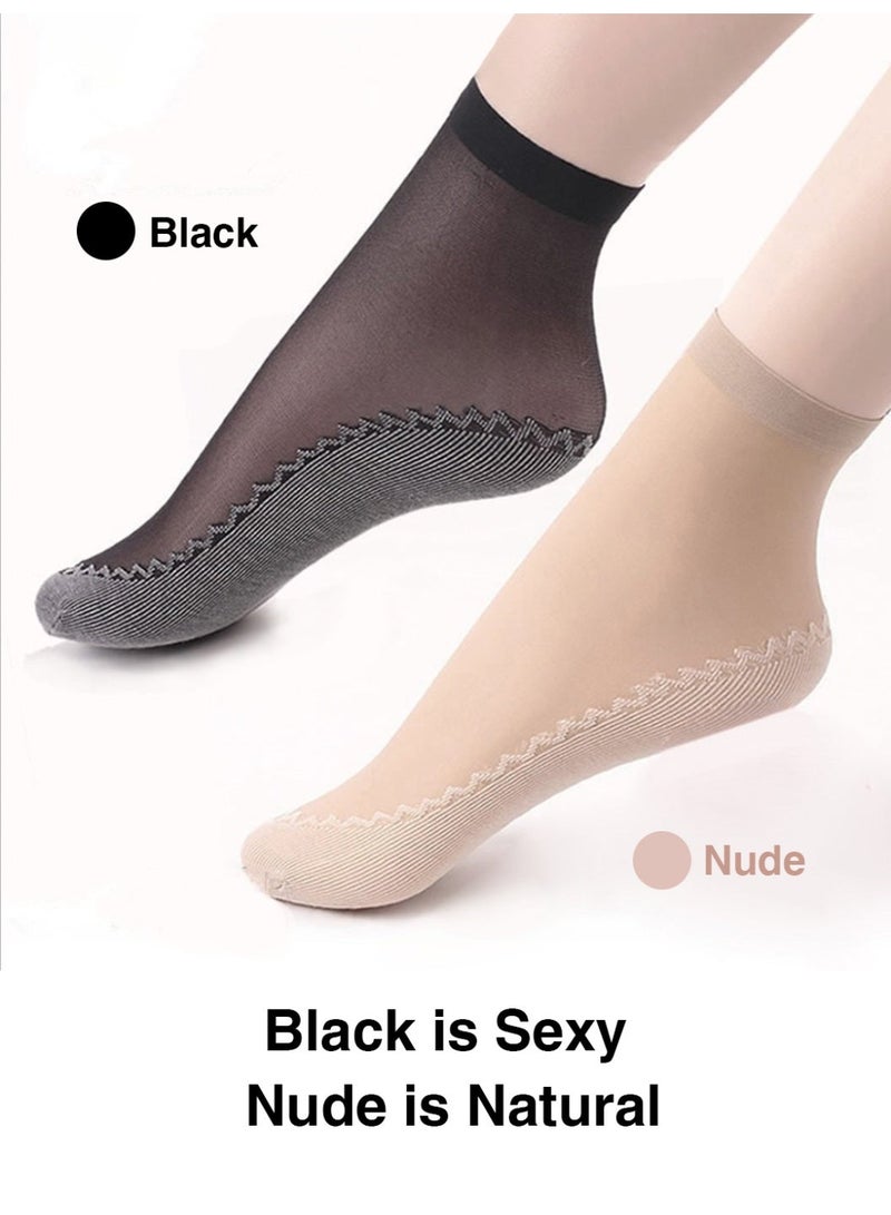 DEYVI 8 Pairs Spring/Summer Thin Core-Spun Cotton-Soled Steel Wire Stockings for Women, Anti-Snag, Cotton Lining Sweat-Absorbent Breathable Short Stockings - Image 5
