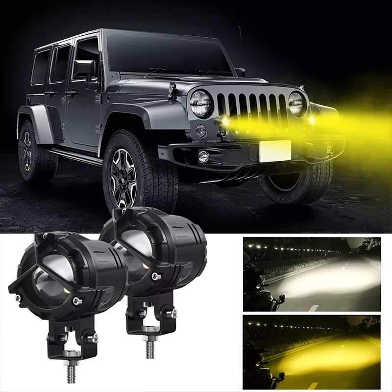 Autozap LIU HJG Waterproof Y Shape Style Laser Beam Driving LED Fog Light Universal For All Motorcycle, Bike, Cars Projector Light 2 Color White & Yellow Spot Beam (Pack Of 2, 12V Dc 40W) - Image 4