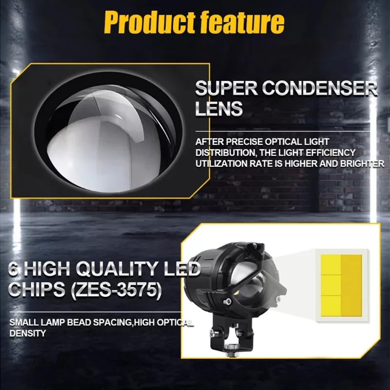 Autozap LIU HJG Waterproof Y Shape Style Laser Beam Driving LED Fog Light Universal For All Motorcycle, Bike, Cars Projector Light 2 Color White & Yellow Spot Beam (Pack Of 2, 12V Dc 40W) - Image 3
