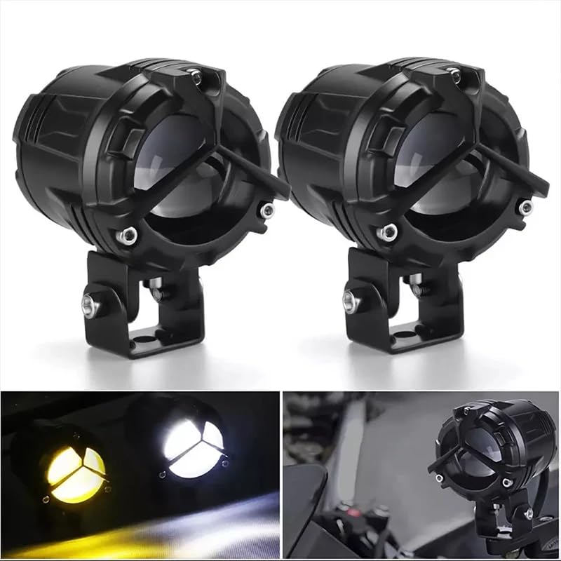 Autozap LIU HJG Waterproof Y Shape Style Laser Beam Driving LED Fog Light Universal For All Motorcycle, Bike, Cars Projector Light 2 Color White & Yellow Spot Beam (Pack Of 2, 12V Dc 40W) - Image 1