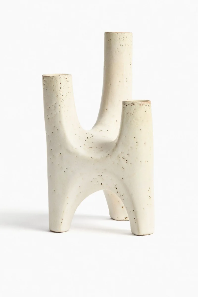 H&M Sculptural stoneware candelabra