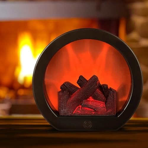 Ragyzity Decorative Flameless Portable LED Lanterns, Fireplace Light with LED Simulation Log Flame Effect, Touch Switch Simulation Flame for Home Christmas Decor - Image 4