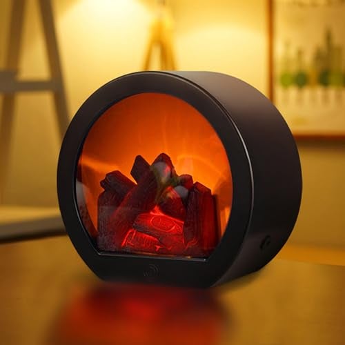Ragyzity Decorative Flameless Portable LED Lanterns, Fireplace Light with LED Simulation Log Flame Effect, Touch Switch Simulation Flame for Home Christmas Decor - Image 5