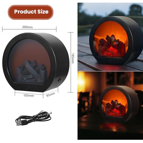Ragyzity Decorative Flameless Portable LED Lanterns, Fireplace Light with LED Simulation Log Flame Effect, Touch Switch Simulation Flame for Home Christmas Decor - Image 3
