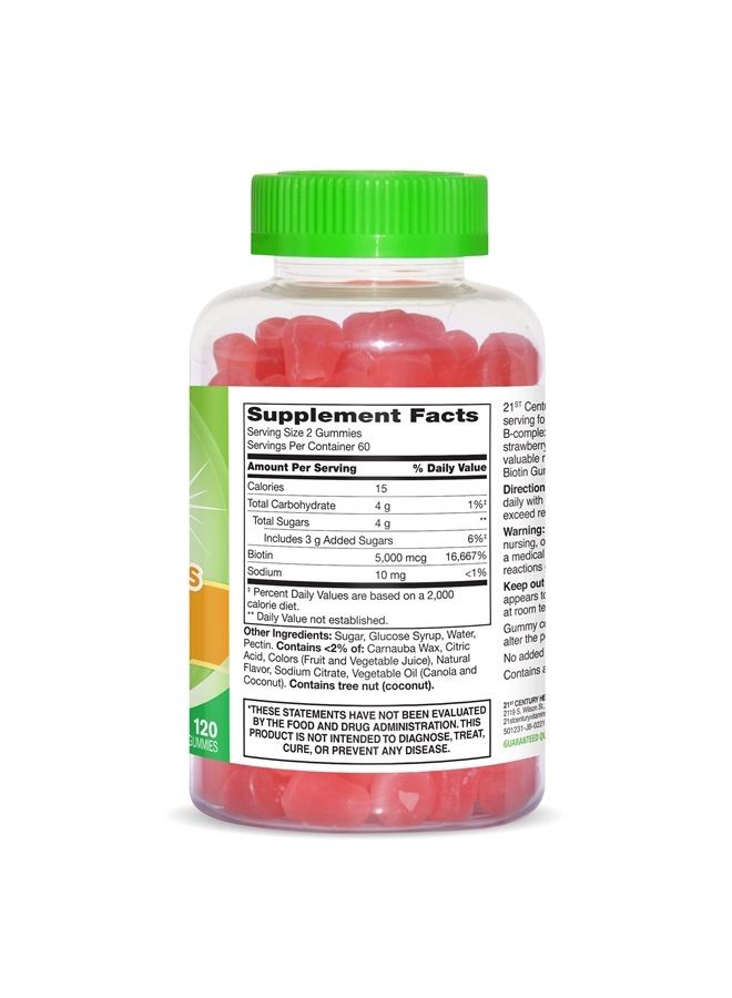 21st Century فيتاجوي جوميز البيوتين، (27729)، فراولة، 120 حبة - Image 5