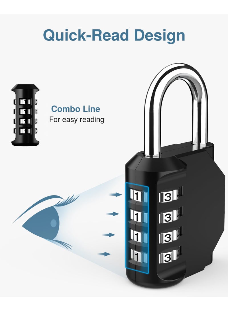 VIUAUAX قفل تركيبة للخزانة، قفل تركيبة متين مكون من 4 أرقام، قفل خارجي مقاوم للماء مكون من 4 أرقام، أقفال تركيبة للأمتعة، للمدرسة، الصالة الرياضية، الرياضة، السياج، صندوق الأدوات، البوابة، الحقيبة، الأماكن الخارجية، تخزين بمشبك (أسود) - Image 4