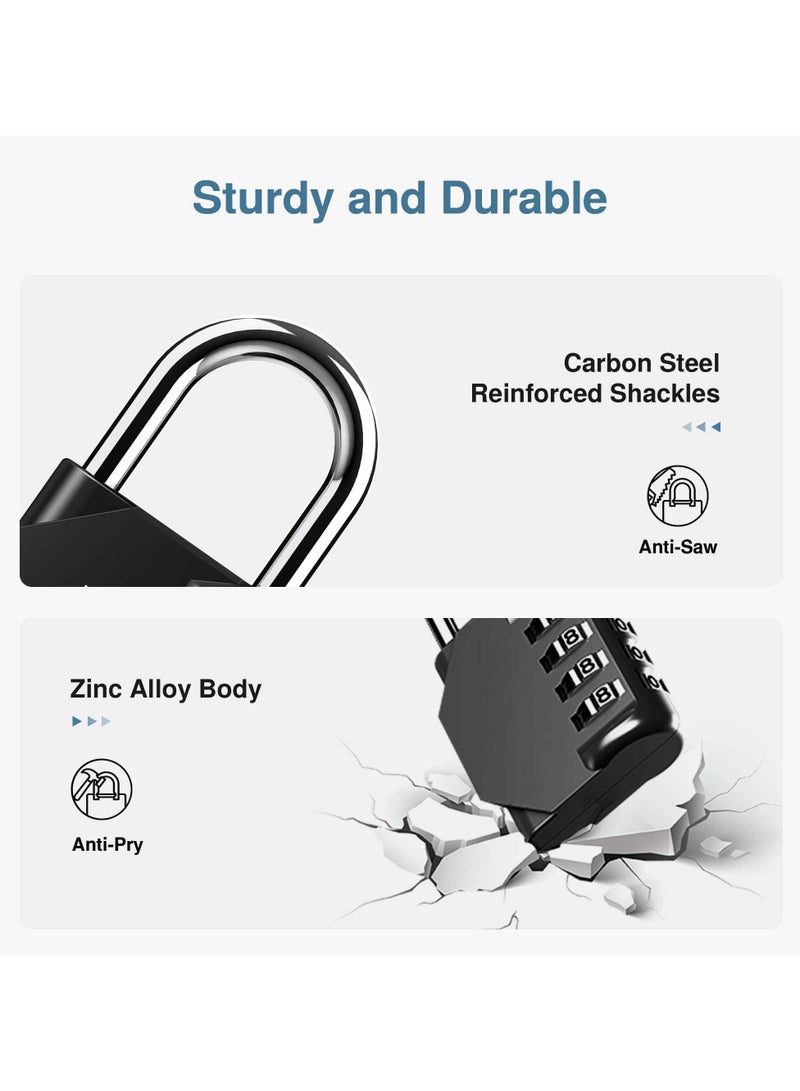 VIUAUAX قفل تركيبة للخزانة، قفل تركيبة متين مكون من 4 أرقام، قفل خارجي مقاوم للماء مكون من 4 أرقام، أقفال تركيبة للأمتعة، للمدرسة، الصالة الرياضية، الرياضة، السياج، صندوق الأدوات، البوابة، الحقيبة، الأماكن الخارجية، تخزين بمشبك (أسود) - Image 5