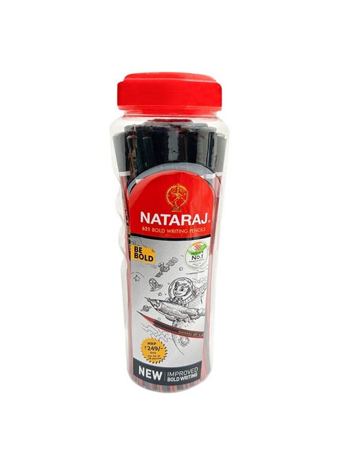 Nataraj 621 Pencil Jar | Smooth and Reliable Writing | Lightweight Pencil with Comfortable Grip for Extra Smooth Writing |Use for School & Office Purpose | Hex Shape | Easy to Sharpen |(Pack of 50)
