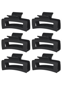 Sisiaipu 35 Inch Medium Hair Claw Clips 6 Pack Hair Clips for Women Square Claw Clips Rectangle Clips for Hair Banana Jaw Clips Hair Accessories for Girls Black 