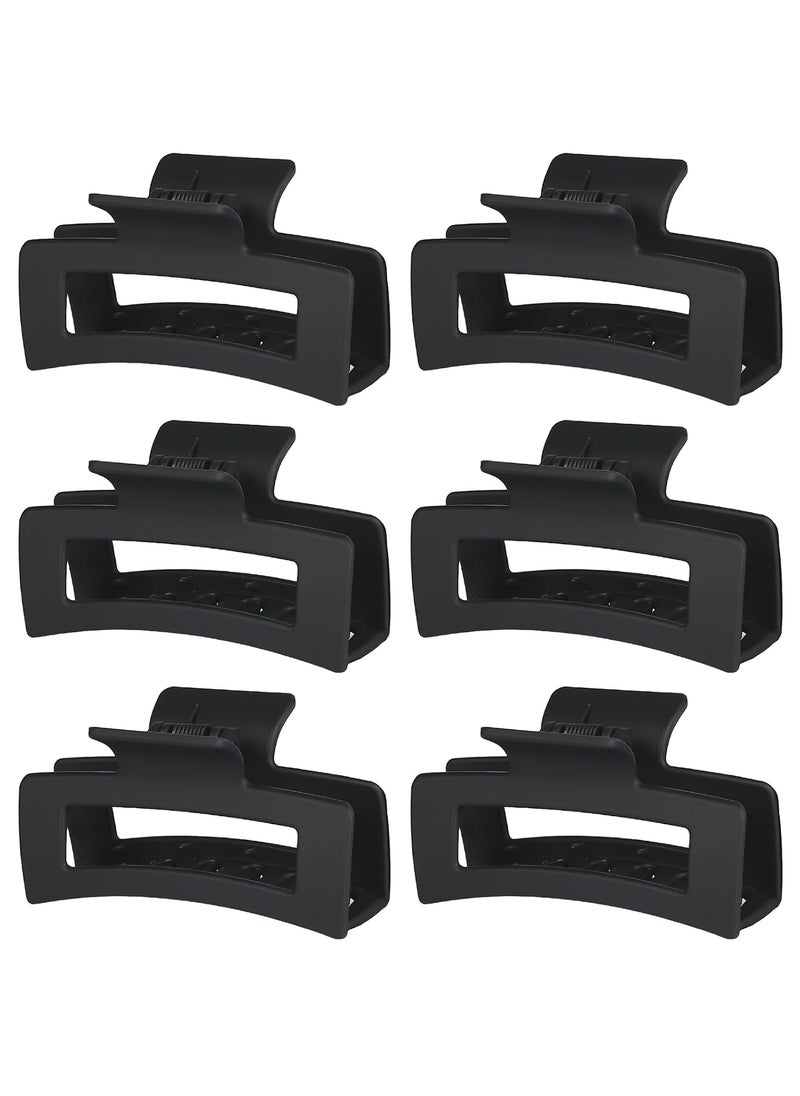 Sisiaipu 35 Inch Medium Hair Claw Clips 6 Pack Hair Clips for Women Square Claw Clips Rectangle Clips for Hair Banana Jaw Clips Hair Accessories for Girls Black 