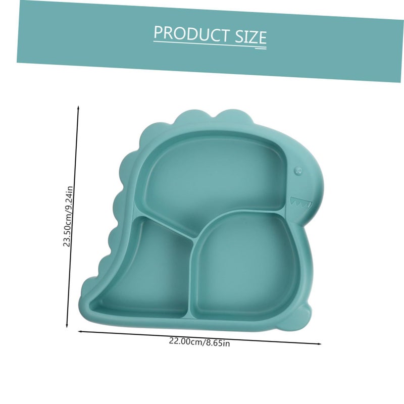 Cute Dinosaur Divided Plate Bowl Set Fork Spoon Sky Blue Kids Mealtime Safe - Image 3