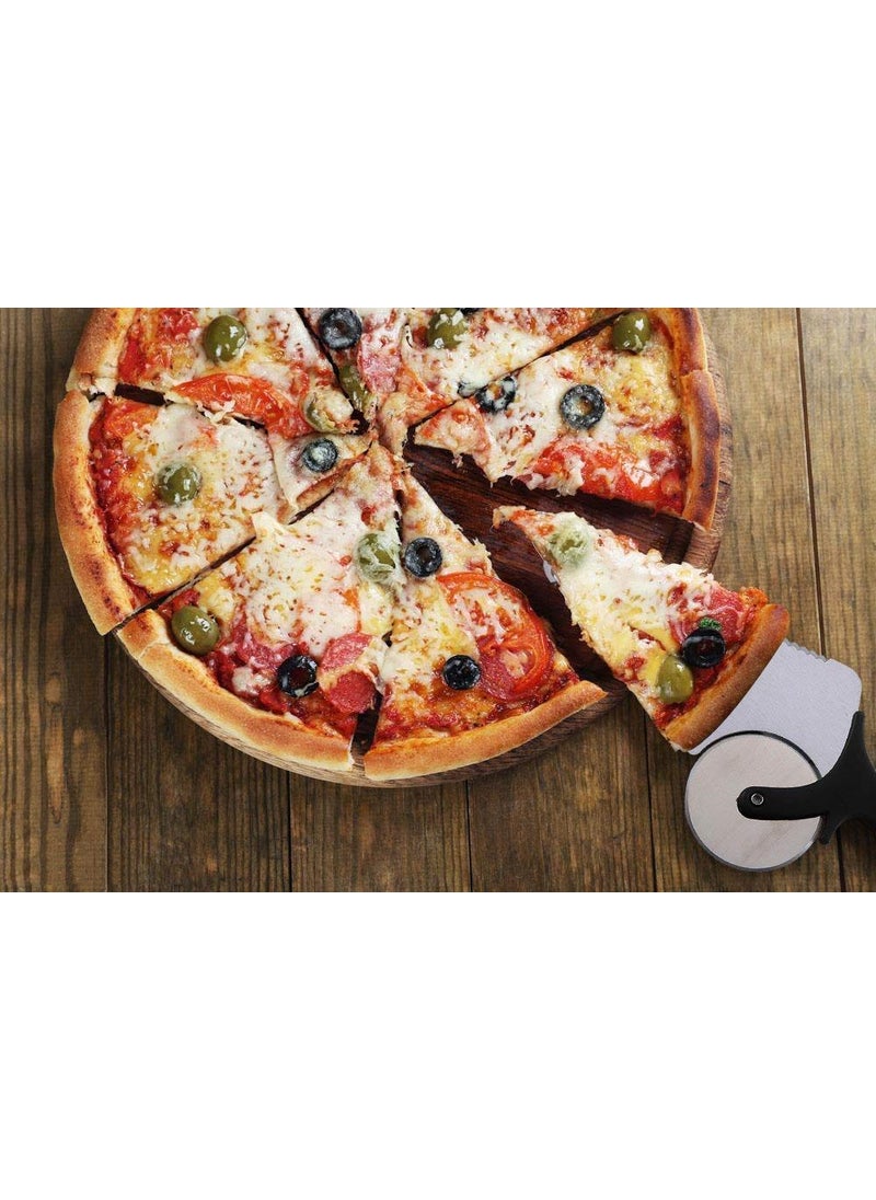 Go Hooked Pizza Cutter Wheel Pizza Pie Slicer and Server 2 in 1 Wheel Pizza Cutter