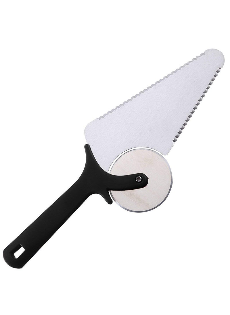 Go Hooked Pizza Cutter Wheel Pizza Pie Slicer and Server 2 in 1 Wheel Pizza Cutter