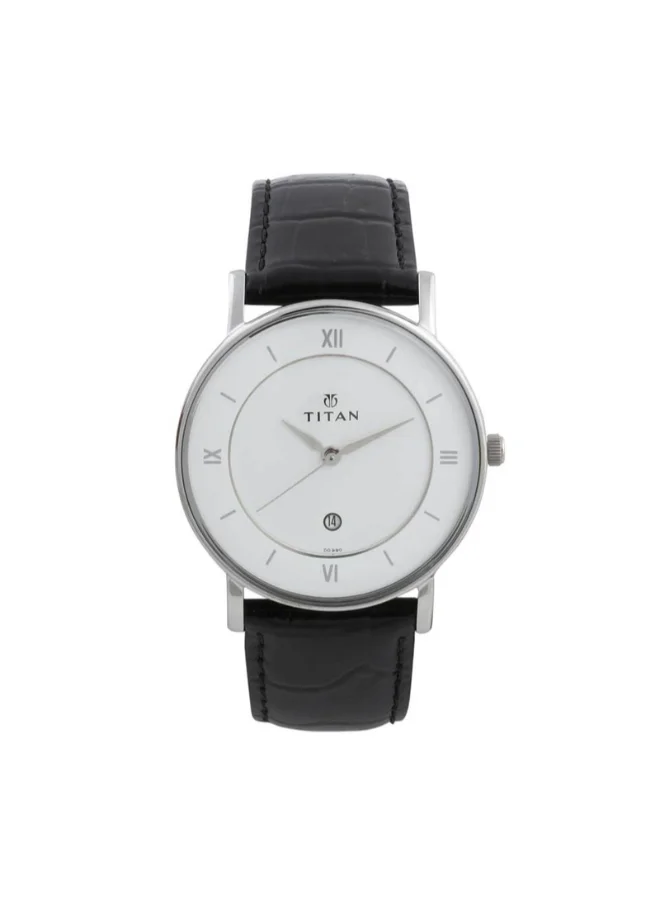 تيتان Men Analog Round Shape Leather Wrist Watch - 9162SL04 - 42.55 Mm
