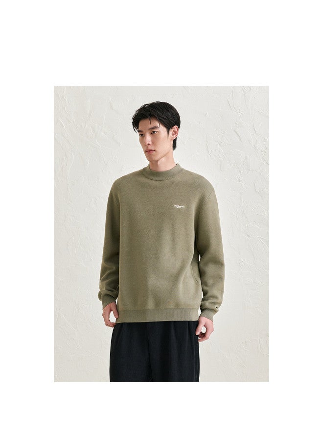 Waxbird Men's Winter Round Neck Composite Lining Fleece Warm Color-blocking Embroidered Inner Sweater Men's Sweater - Image 2