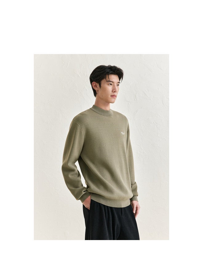 Waxbird Men's Winter Round Neck Composite Lining Fleece Warm Color-blocking Embroidered Inner Sweater Men's Sweater - Image 5