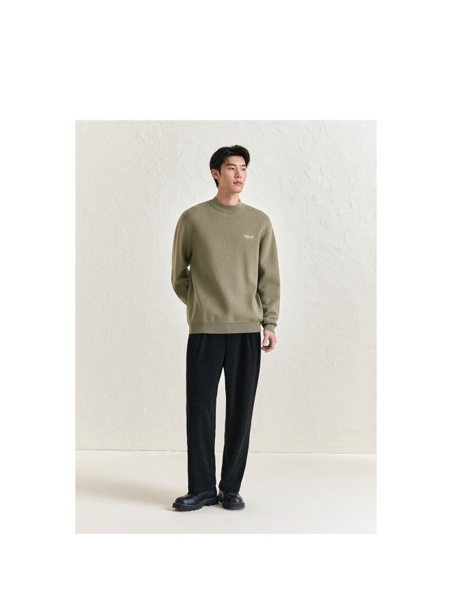 Waxbird Men's Winter Round Neck Composite Lining Fleece Warm Color-blocking Embroidered Inner Sweater Men's Sweater - Image 3