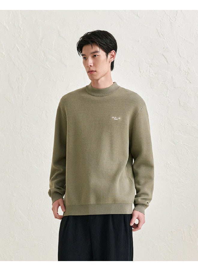 Waxbird Men's Winter Round Neck Composite Lining Fleece Warm Color-blocking Embroidered Inner Sweater Men's Sweater - Image 1