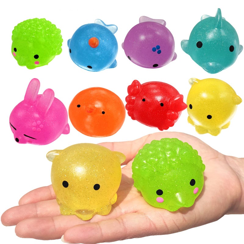Ganjiang 8 Pack Jumbo Glitter Mochi Squishy Toys Animals Squishy Stress Relief Toys Kids Party Favors - Image 3