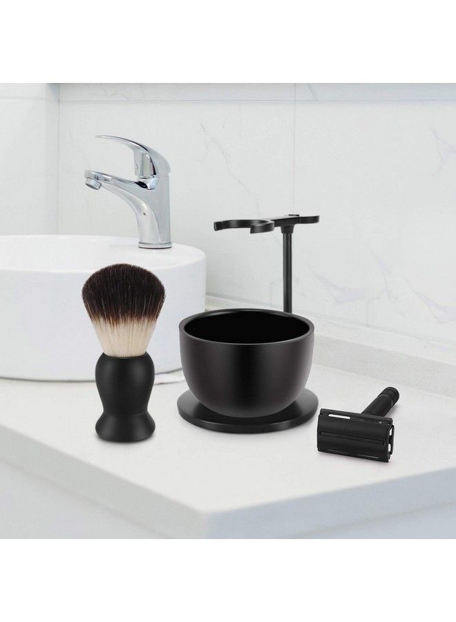 SANWA Deluxe Heavyweight Black Shaving Brush Razor Stand With Stainless Steel Soap Bowl Setdad Giftsboyfriend Giftshusband Gifts For Him - Image 3