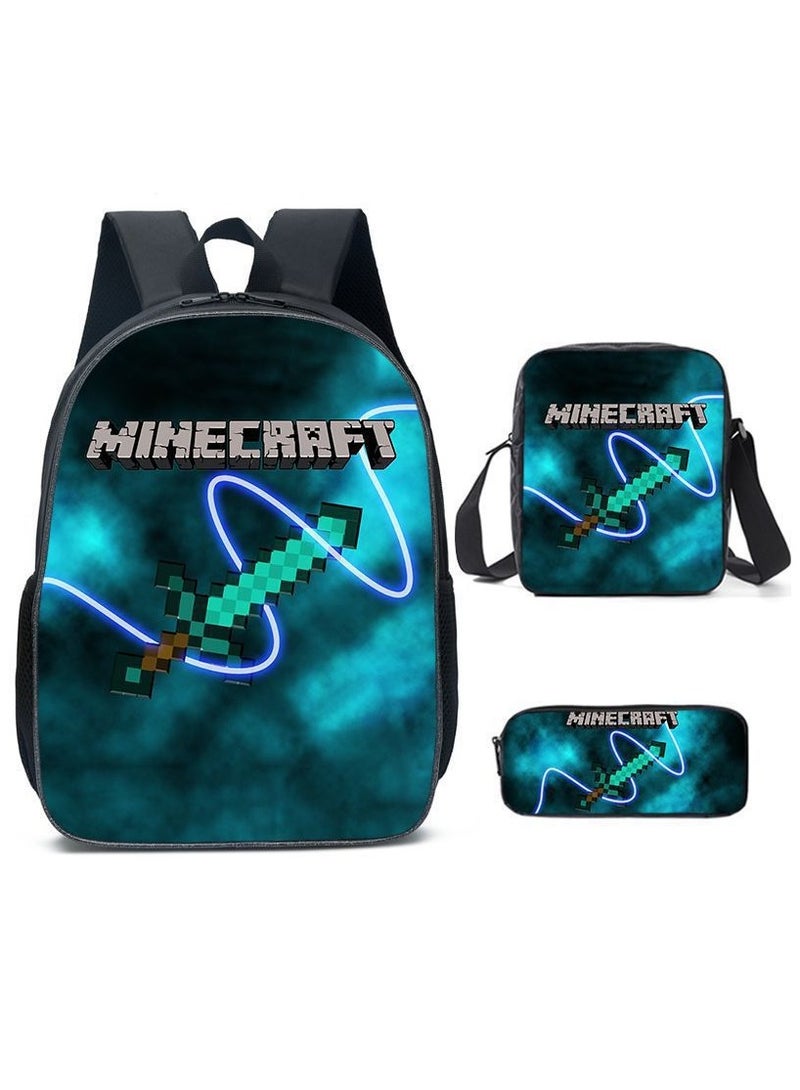 MINECRAFT My World Cartoon Student Backpack Three-piece Set 29*42*16cm