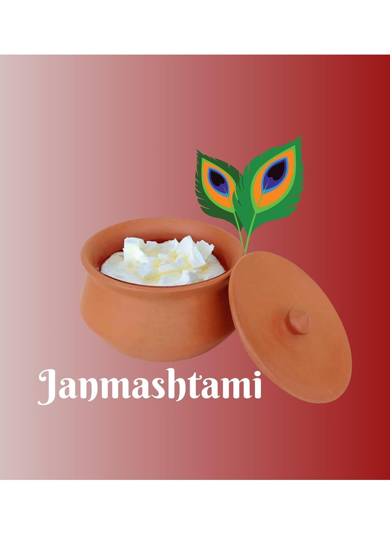 Terra Charms Terra Charms Clay Handi for Festive Handi Celebrating Krishnas Birth Clay Pot Serving Pot Hand Craft Handi for Making Makhan Mishri Bhog Parsadm 1L Capacity  - Image 5