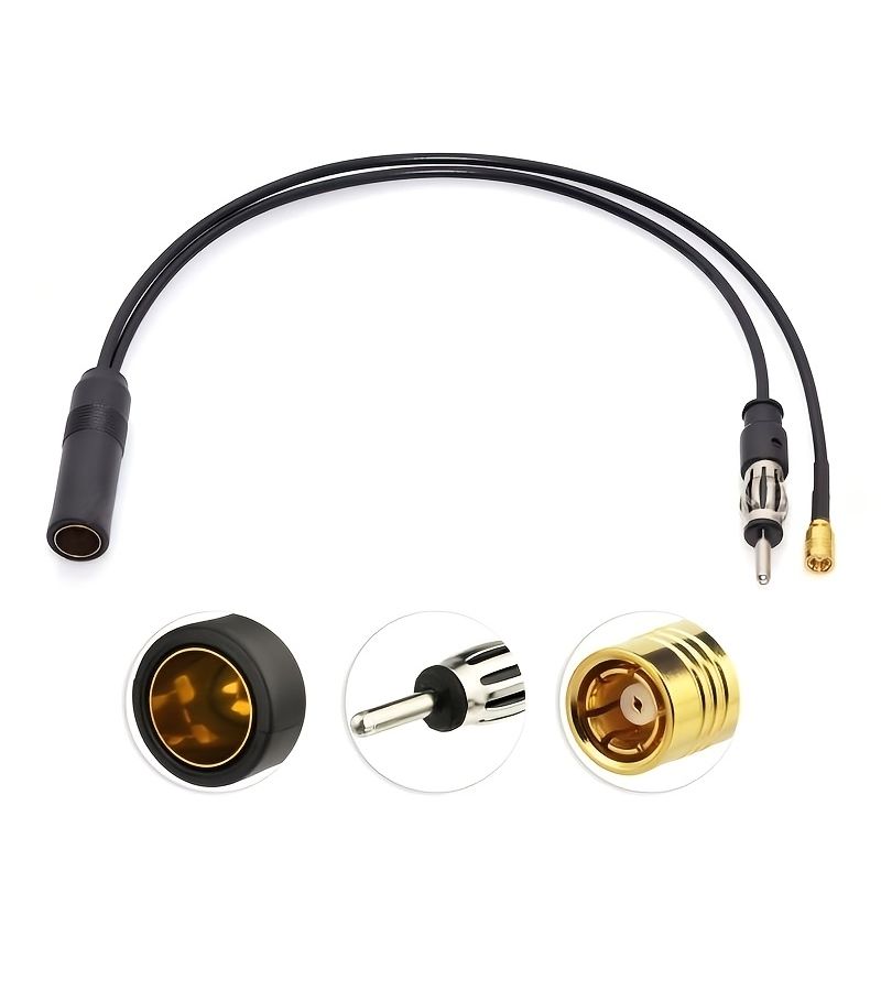 Car Radio Antenna Splitter 1 To 2 Adapter Black DIN To DIN And SMA Connector Vehicle FM AM DAB Radio Signal Distributor Cable - Image 5