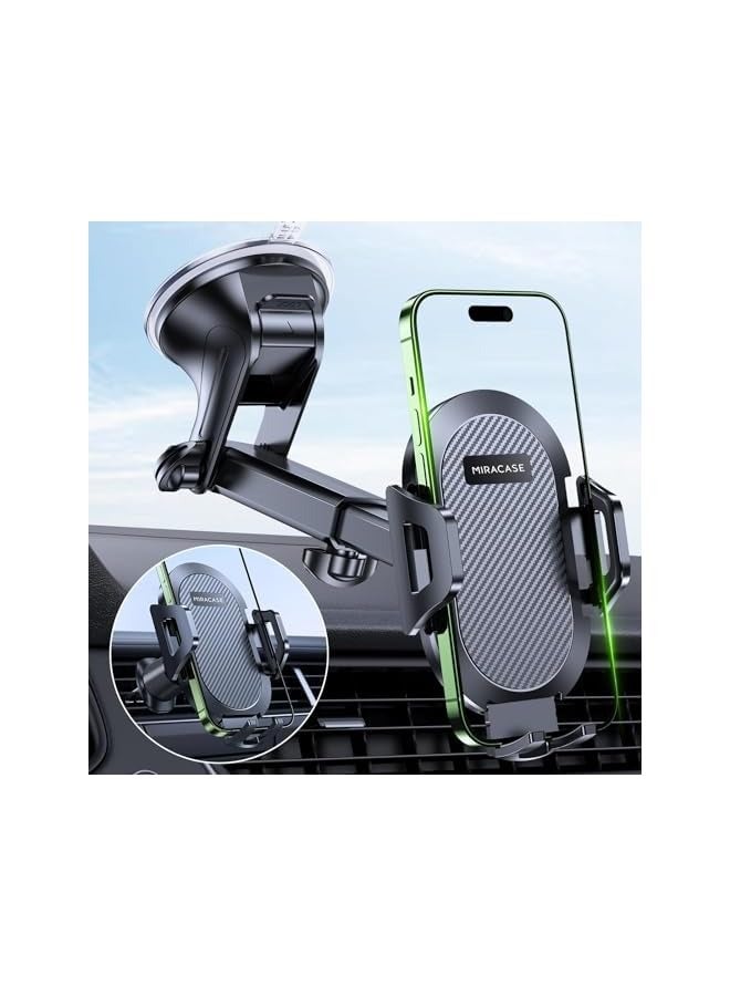 Miracase Car Phone Holder [Super Stable & Strong Suction Cup] Phone Holder Car for Dashboard & Windscreen & Air Vent & Desk [4 in 1] Mobile Holder for Car Compatible with All Smartphones - Image 1