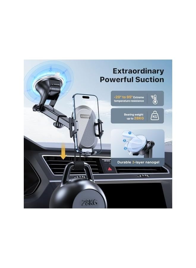 Miracase Car Phone Holder [Super Stable & Strong Suction Cup] Phone Holder Car for Dashboard & Windscreen & Air Vent & Desk [4 in 1] Mobile Holder for Car Compatible with All Smartphones - Image 2