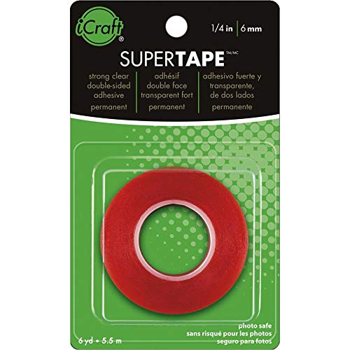 iCraft SuperTape Strong Double Sided Permanent Double-sided Adhesive 1/4" x 6 yards Clear - Image 1