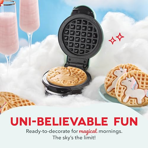 DASH Multimaker Mini System Two 4” Nonstick Removable Waffle Plates Set (Unicorn & Dinosaur) - 2Pc Plate Pack for Waffle Iron & Griddle, Compatible with Dash MultiMaker Mini System, Nonstick Surface - Image 4