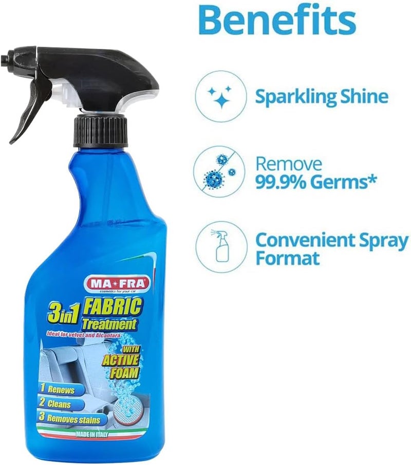 MA-FRA 3 in 1 Fabric Treatment Spray, Fabric Cleaner and Stain Remover, Active Foam Car Interior Cleaning Spray Bottle, Car Seat and Upholstery Cleaner - 500ml - Image 2