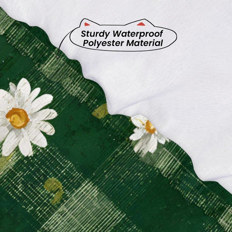Beautiful Green Daisies Square Fitted Tablecloth Waterproof Elastic Card Table Cover Stretch Wipeable Polyester Square Table Protector for Dining Kitchen Home Outdoor Picnic Decor,34x34inch - Image 3